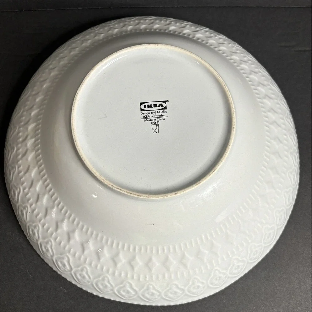 IKEA Sommar Serving Bowl 2017 Embossed Pattern Light Gray 11